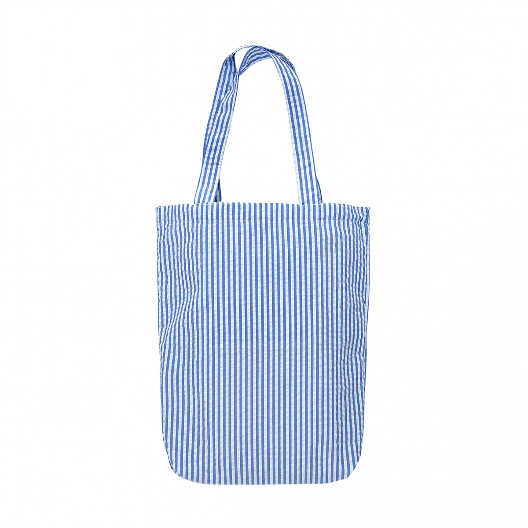 STRIPED SEERSUCKER LOGO TOTE