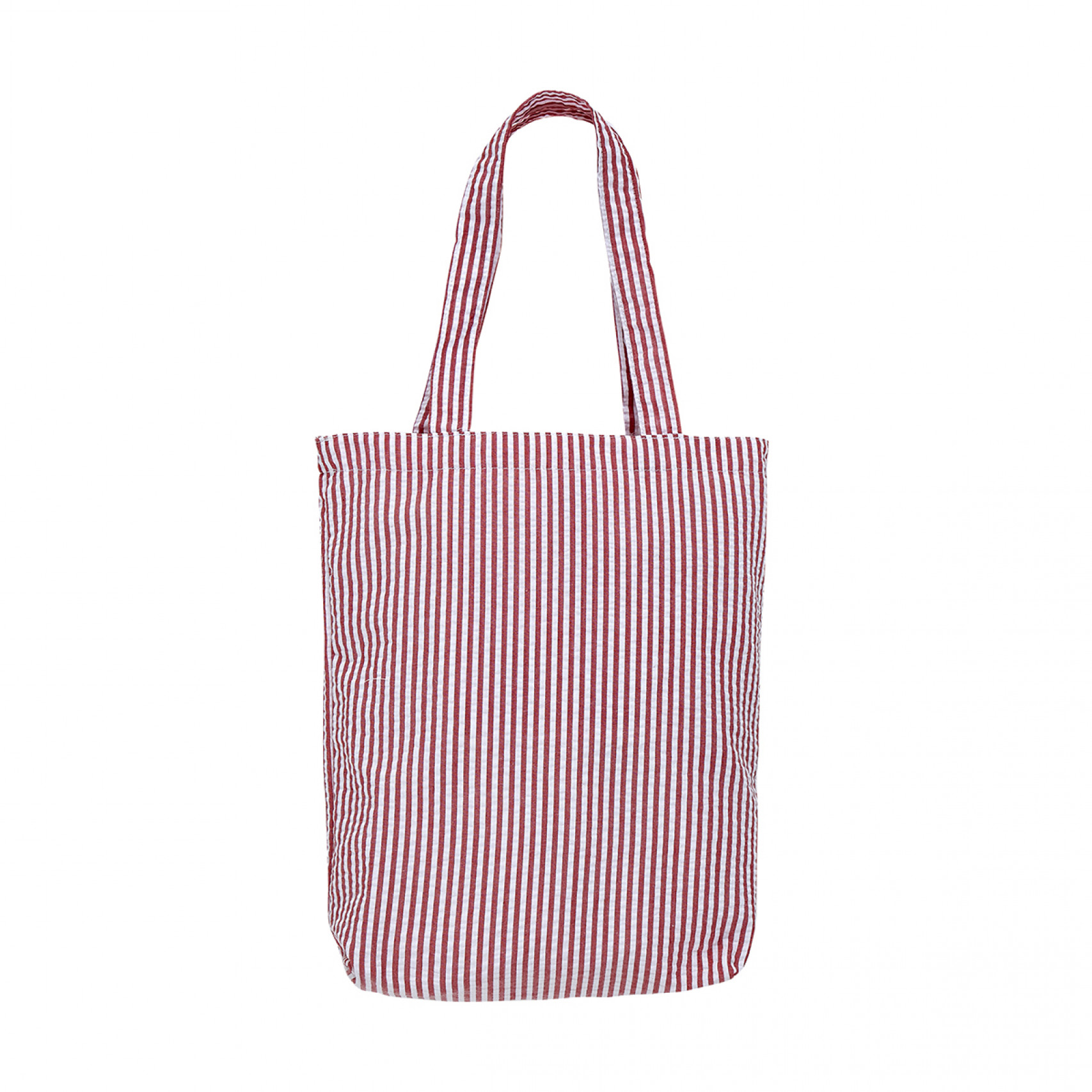 STRIPED SEERSUCKER LOGO TOTE