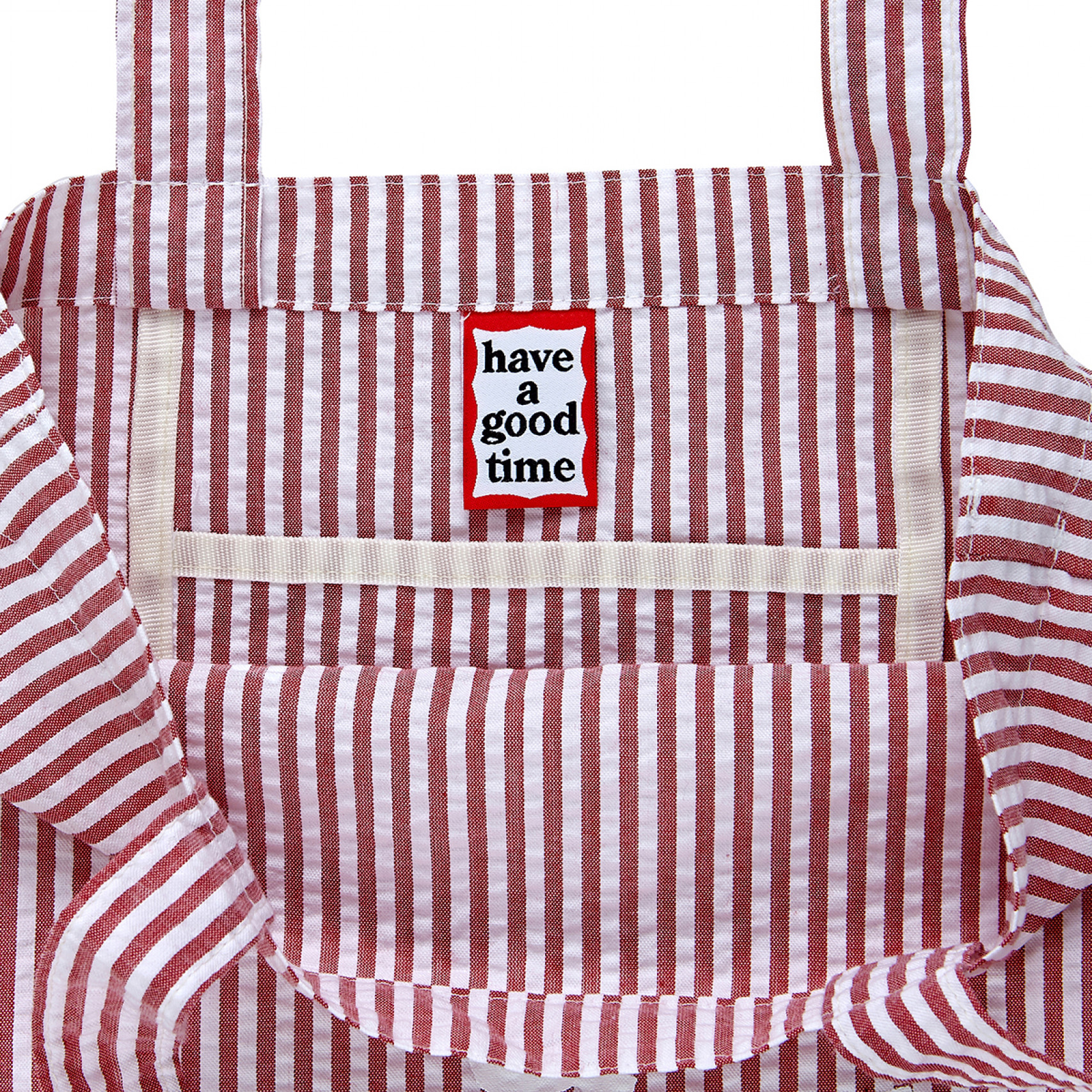 STRIPED SEERSUCKER LOGO TOTE