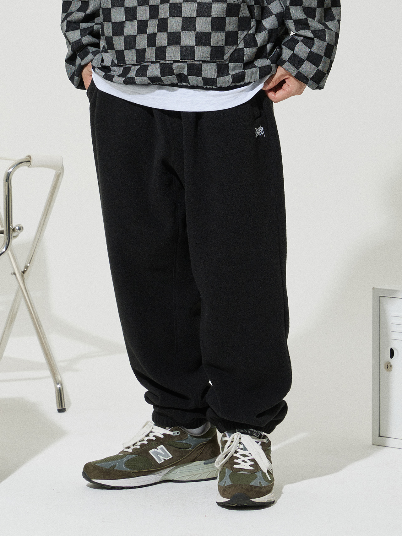 TAG FLEECE PANTS - BLACK