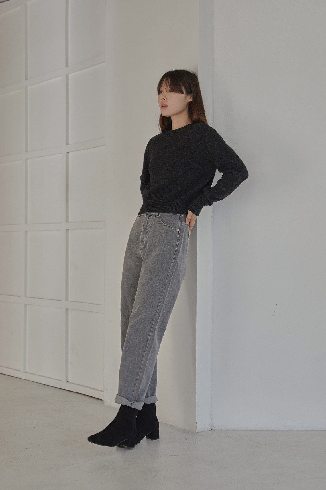 스웨이드 앵클부츠 블랙 Suede Ankle Boots Black