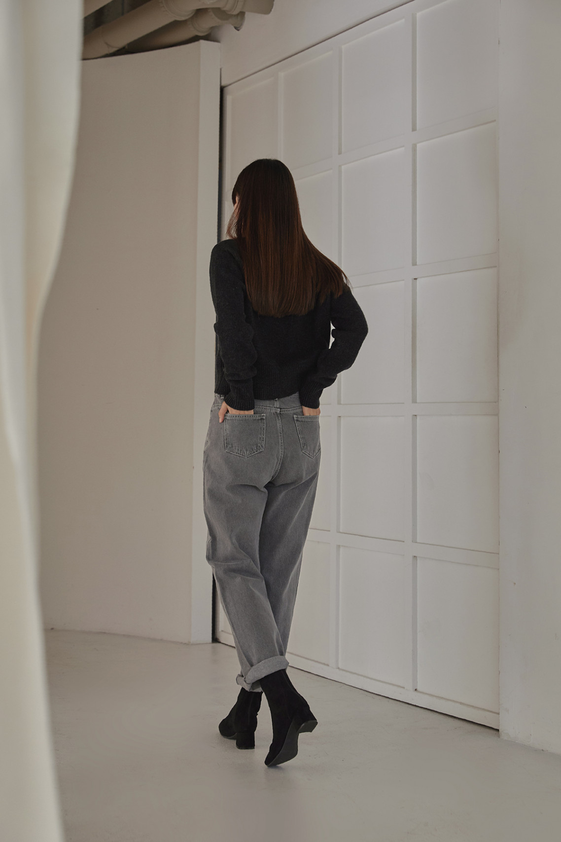 스웨이드 앵클부츠 블랙 Suede Ankle Boots Black