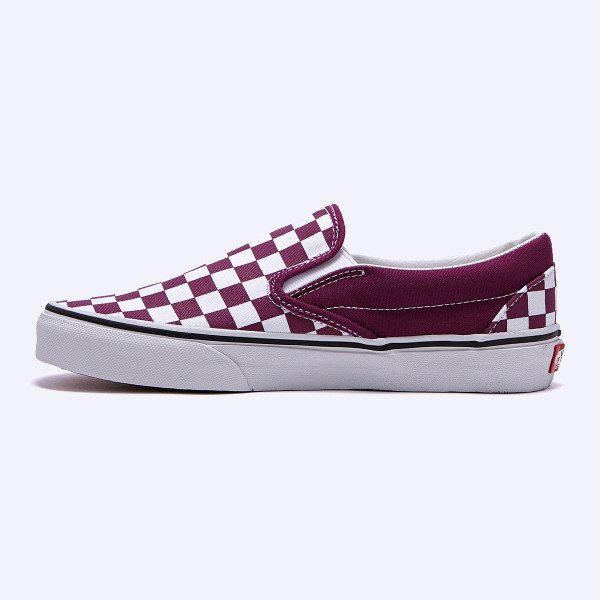 Purple checkerboard slip on vans store