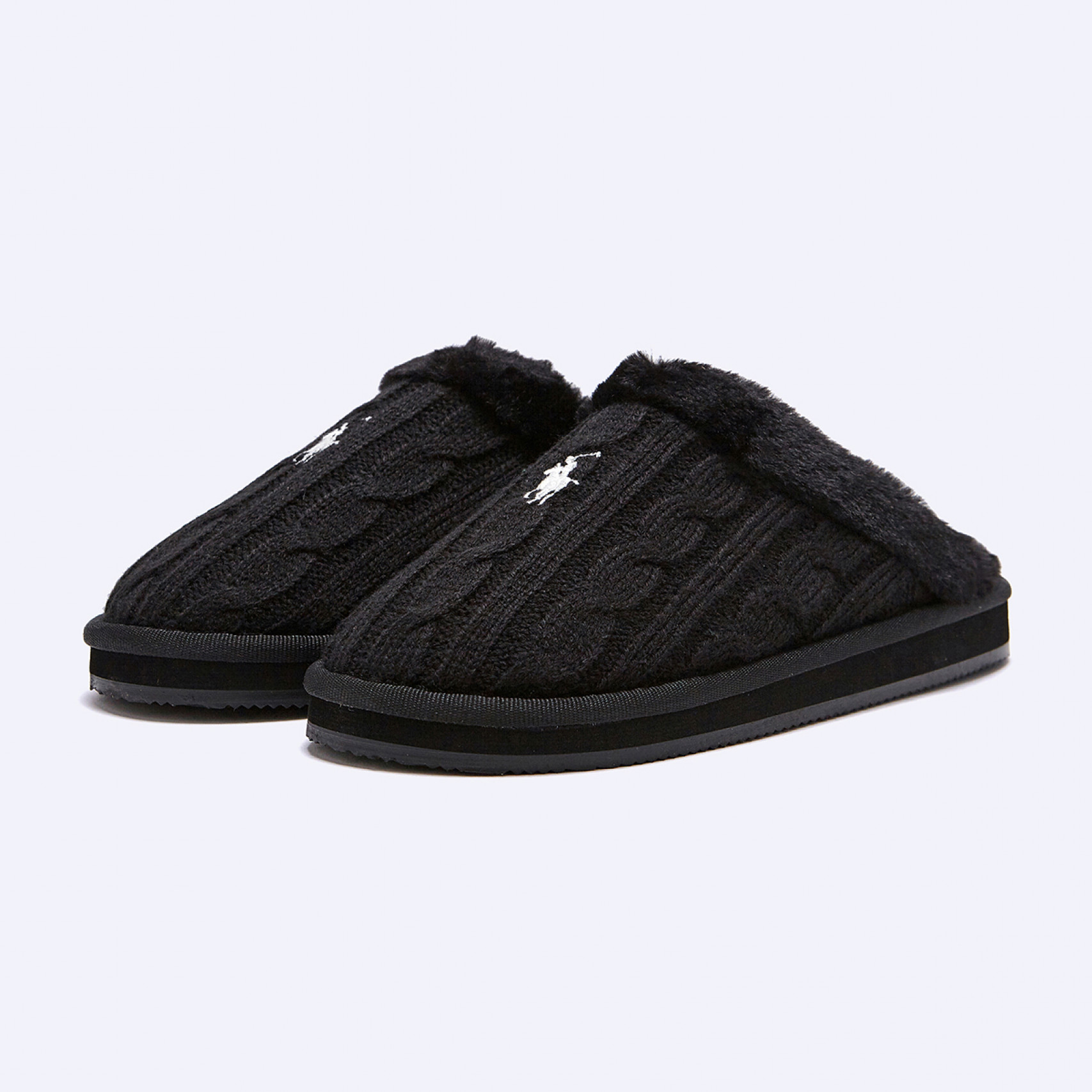 포니자수 케일리 스커프 니트 슬리퍼 블랙 / RF103822W-BLK