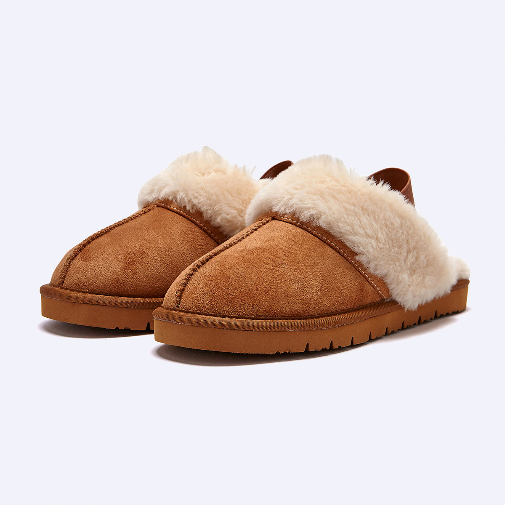 시어링 슬리퍼 슬링백 브라운 여성 / FLFDDF4W01