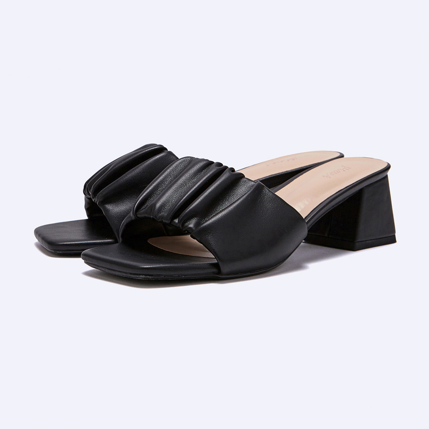 셔링 뮬 블랙 5cm / FLPRES3W07