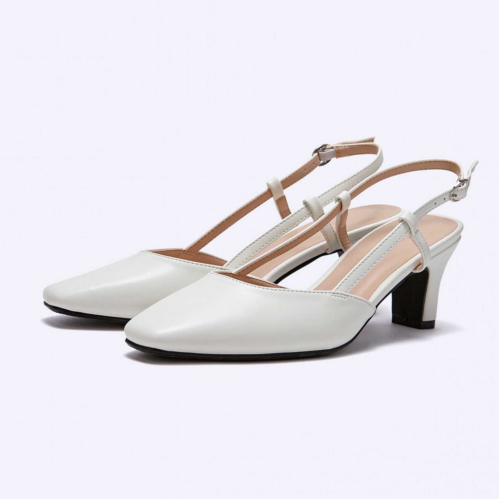 세미스퀘어 슬링백 아이보리 5.5cm / FLPREA3W05