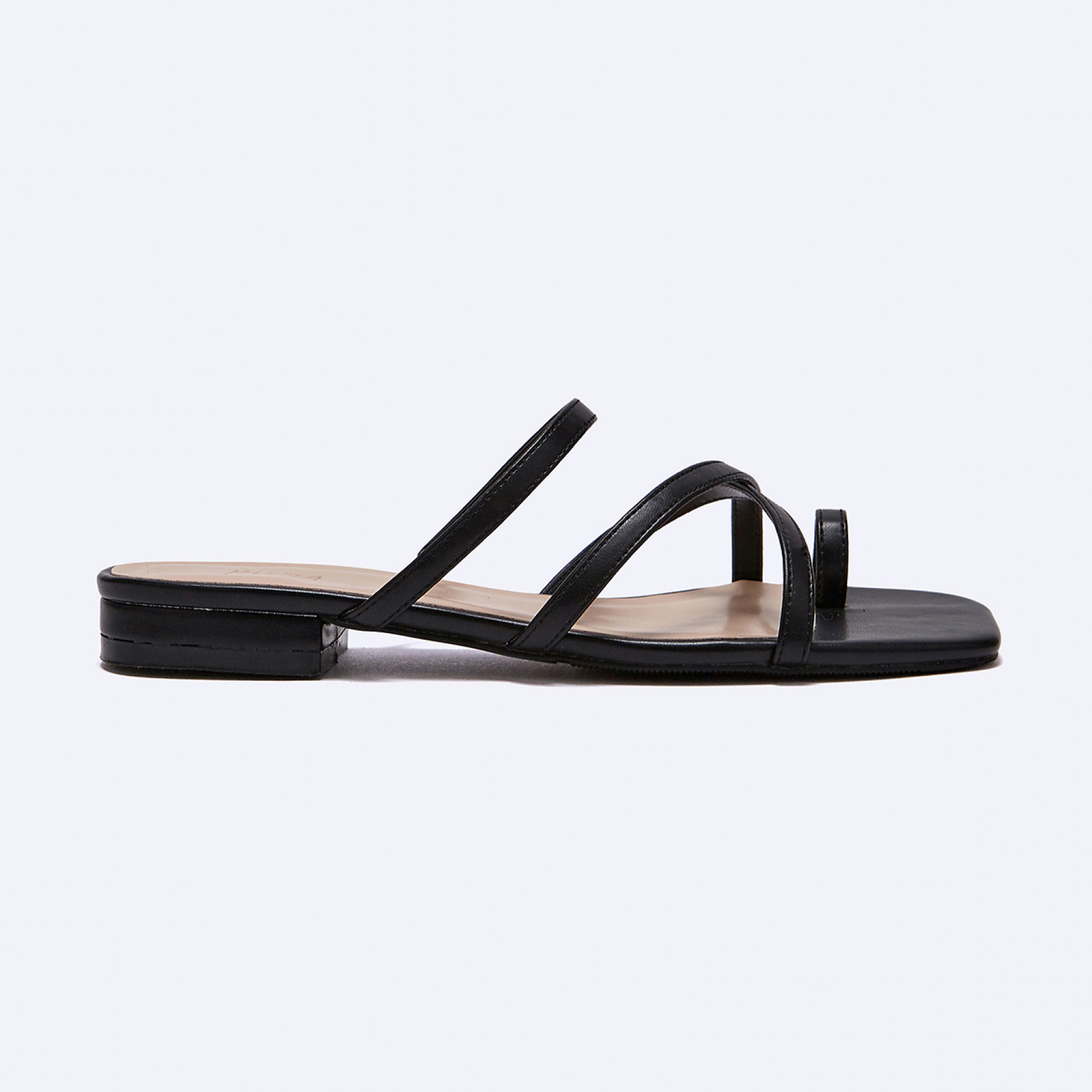 스퀘어 스트랩 뮬 블랙 1.5cm / FLPRES3W09