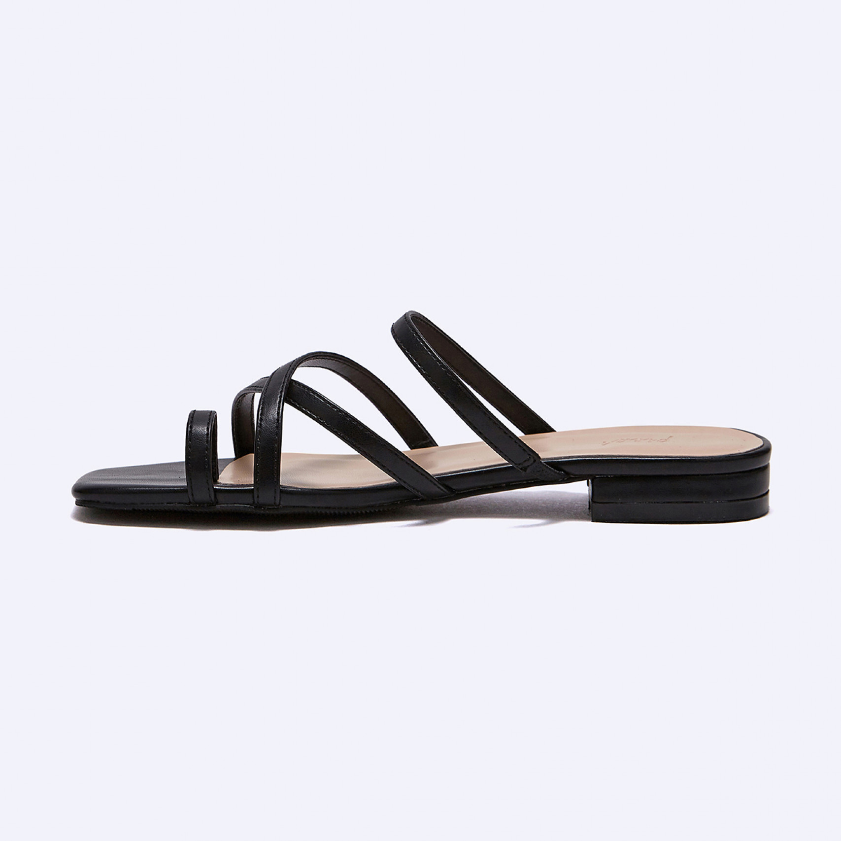 스퀘어 스트랩 뮬 블랙 1.5cm / FLPRES3W09