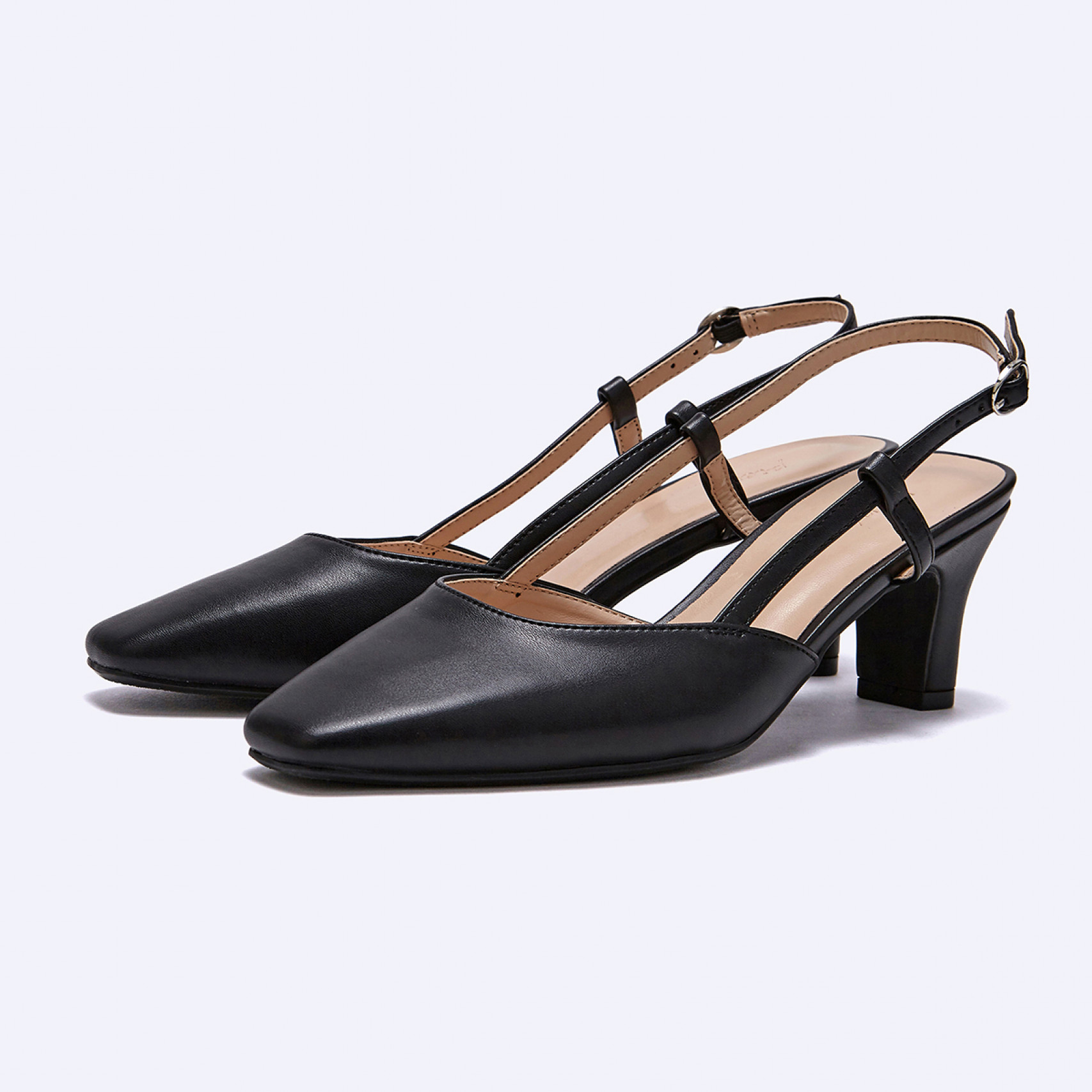 세미스퀘어 슬링백 블랙 5.5cm / FLPREA3W03