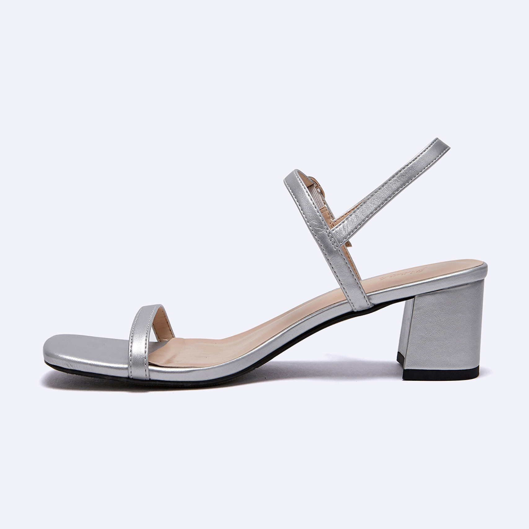 Two Strap 샌들 힐 실버 5cm / FLPRES3W03