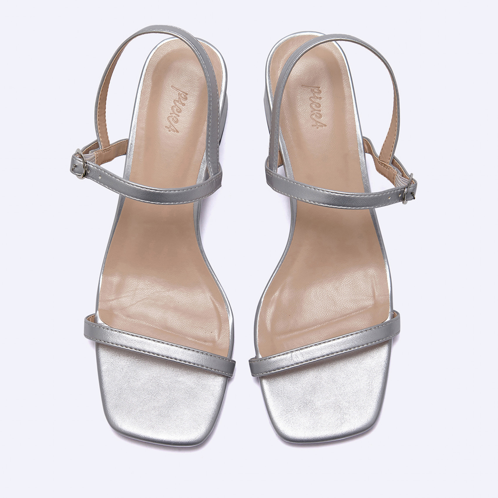 Two Strap 샌들 힐 실버 5cm / FLPRES3W03