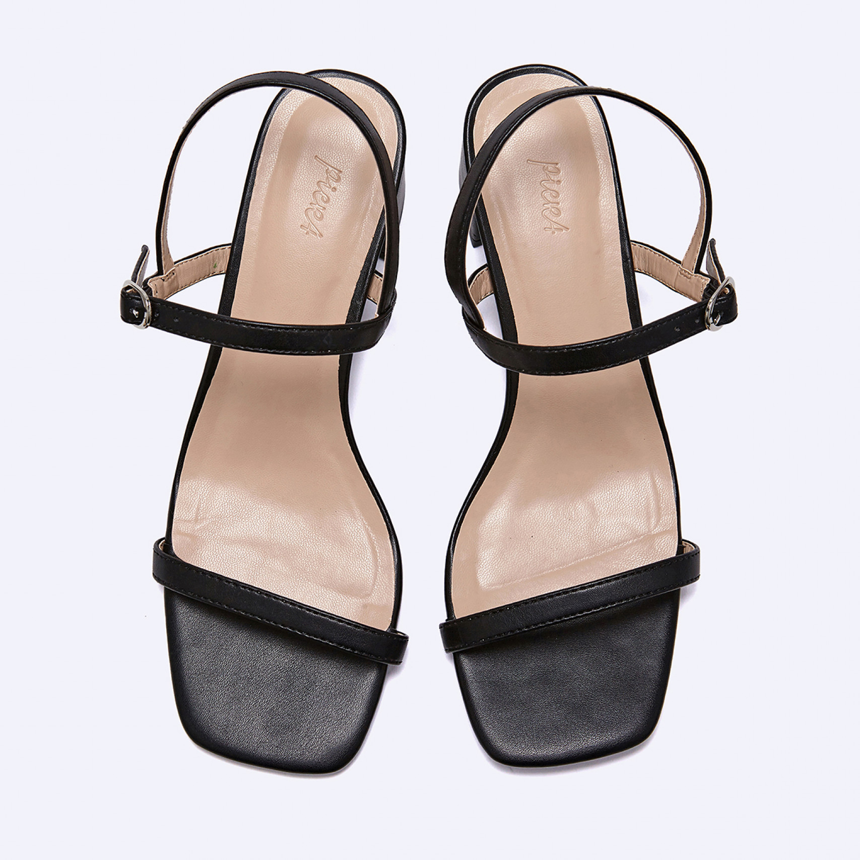 Two Strap 샌들 힐 블랙 5cm / FLPRES3W01