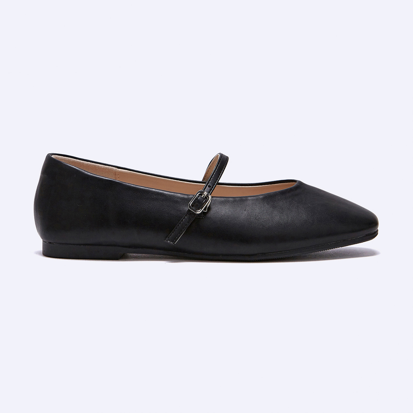 V컷 메리제인슈즈 블랙 1cm / FLPREA3W01
