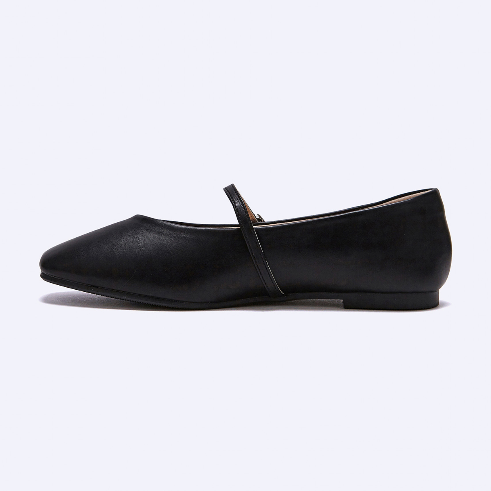 V컷 메리제인슈즈 블랙 1cm / FLPREA3W01