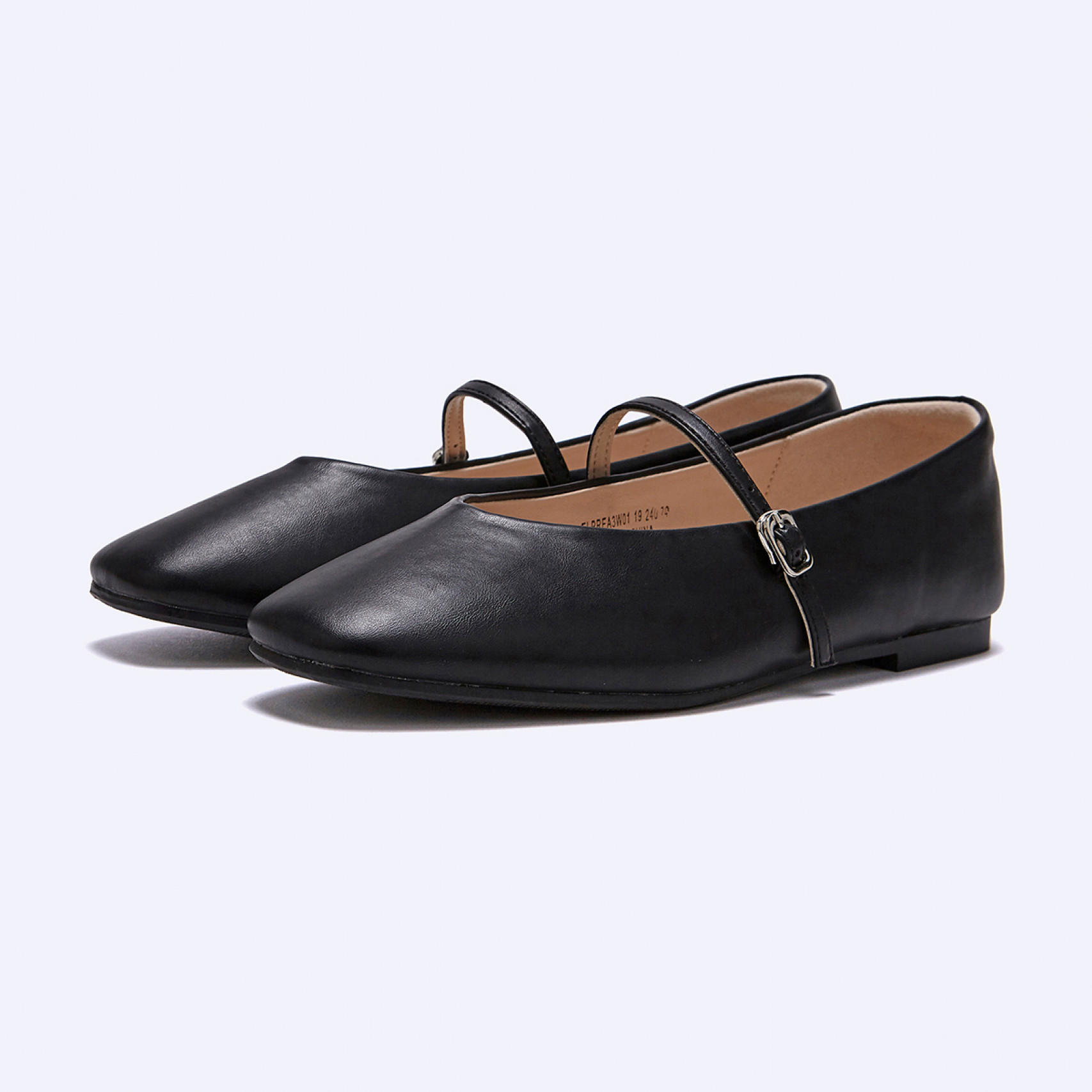 V컷 메리제인슈즈 블랙 1cm / FLPREA3W01
