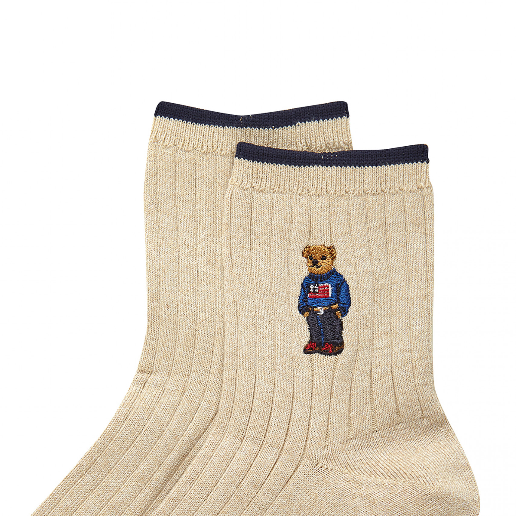 베어 코튼 블렌트 크루 삭스 베이지 / WAPOHOS03420199