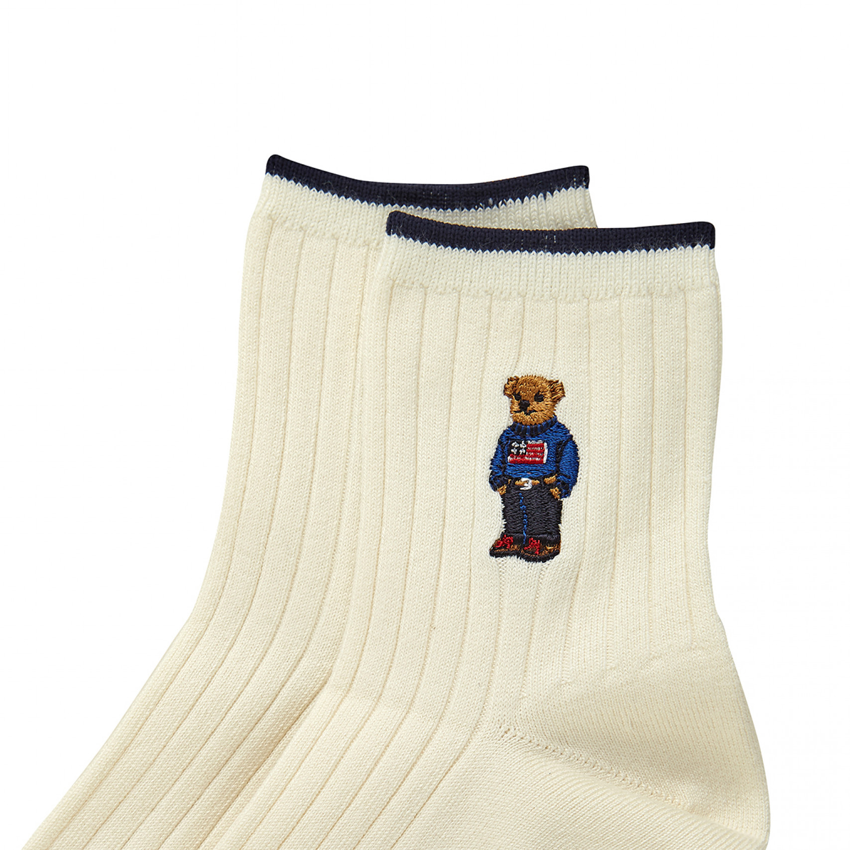 베어 코튼 블렌트 크루 삭스 아이보리 / WAPOHOS03420189