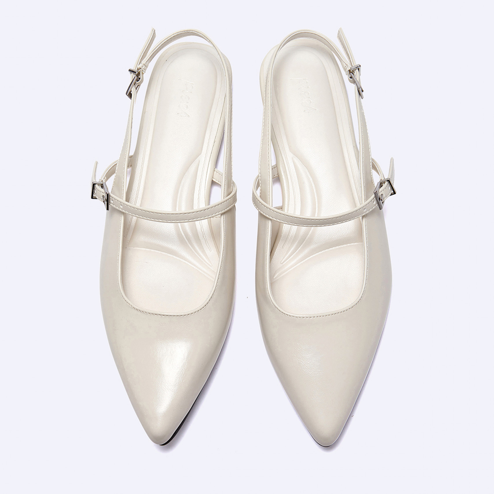 포인티드 토 플랫 슬링백 아이보리 1cm / FLPRFA1W06