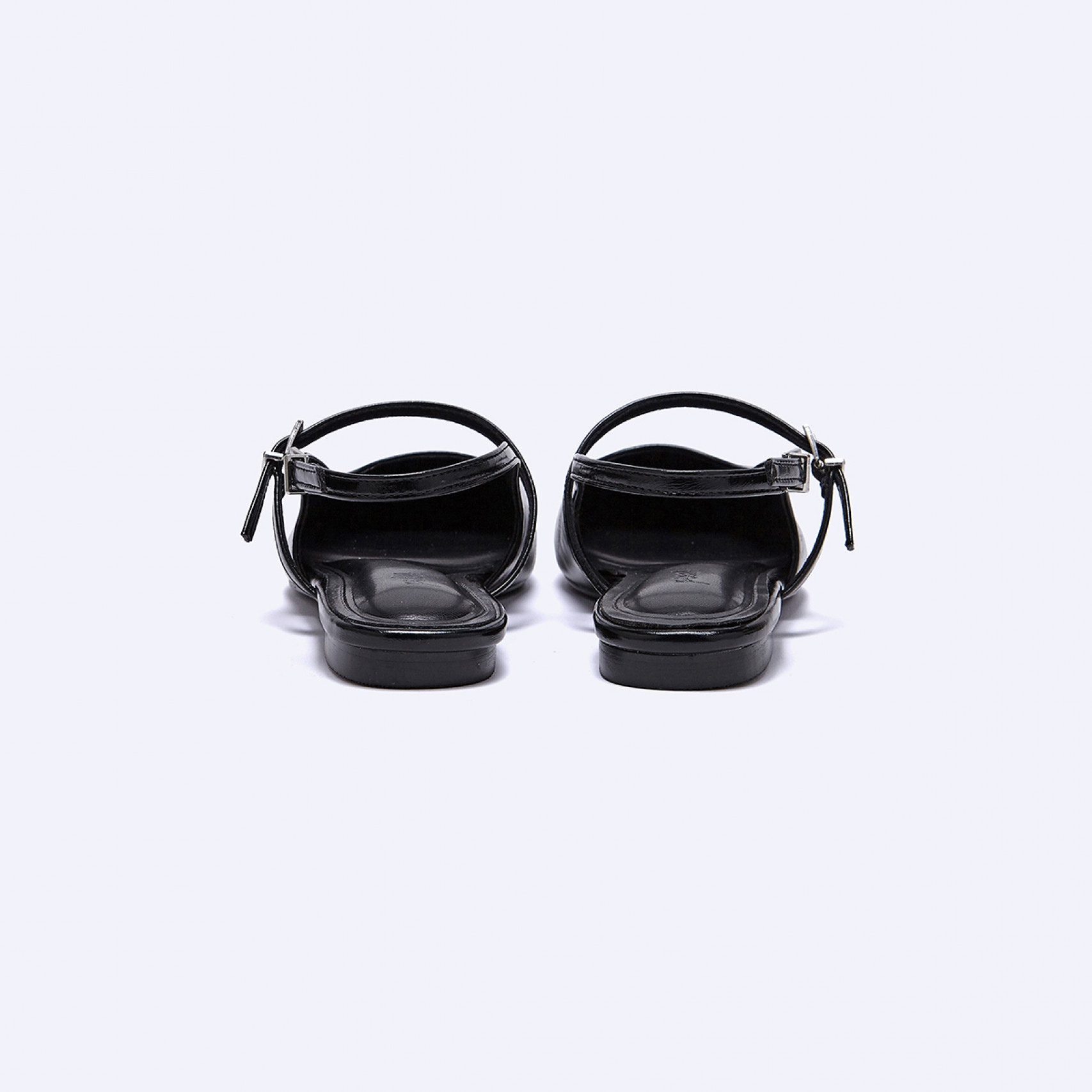 포인티드 토 플랫 슬링백 블랙 1cm / FLPRFA1W05