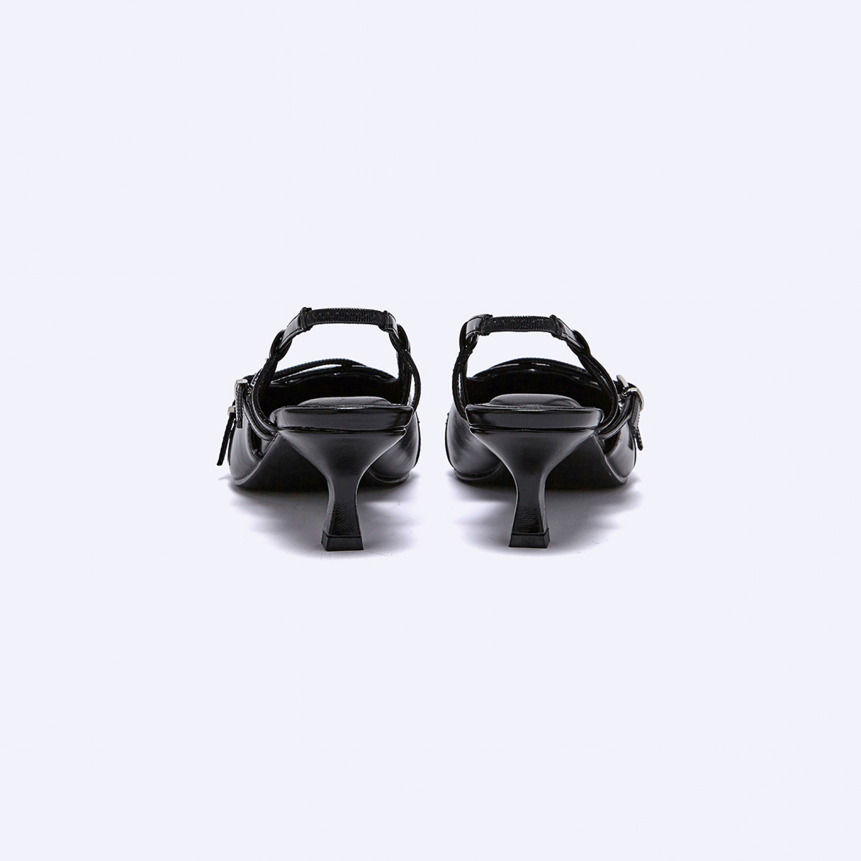 버클 스트랩 키튼 힐 슬링백 블랙 5cm / FLPRFA1W03