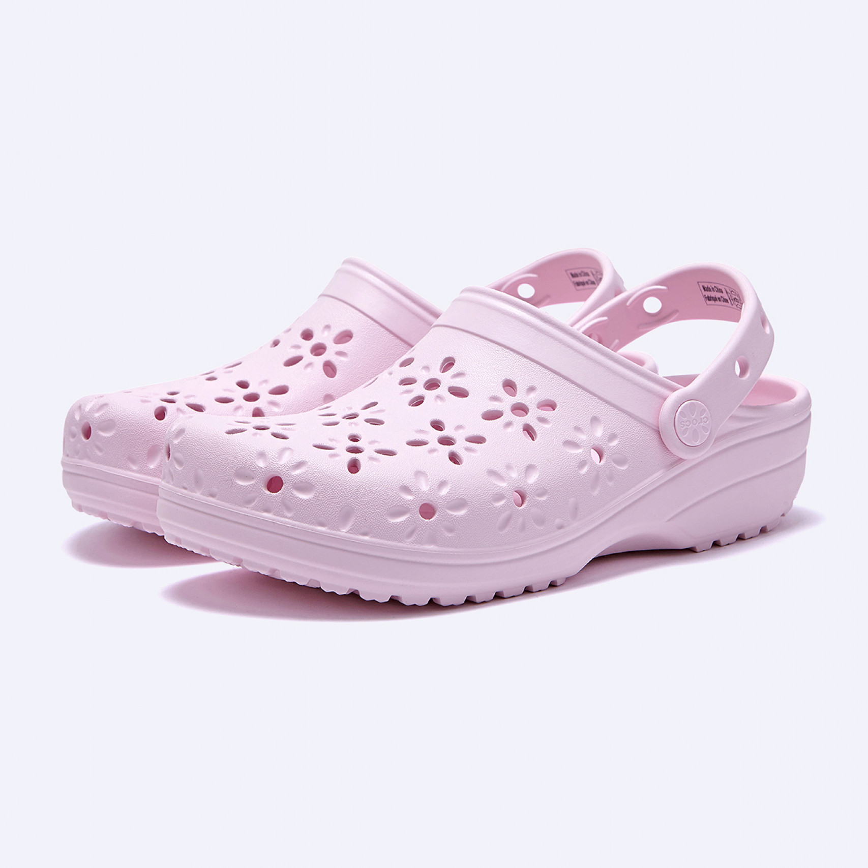 클래식 플로럴 컷 아웃 클로그 라이트 핑크 / 210927-6ZW