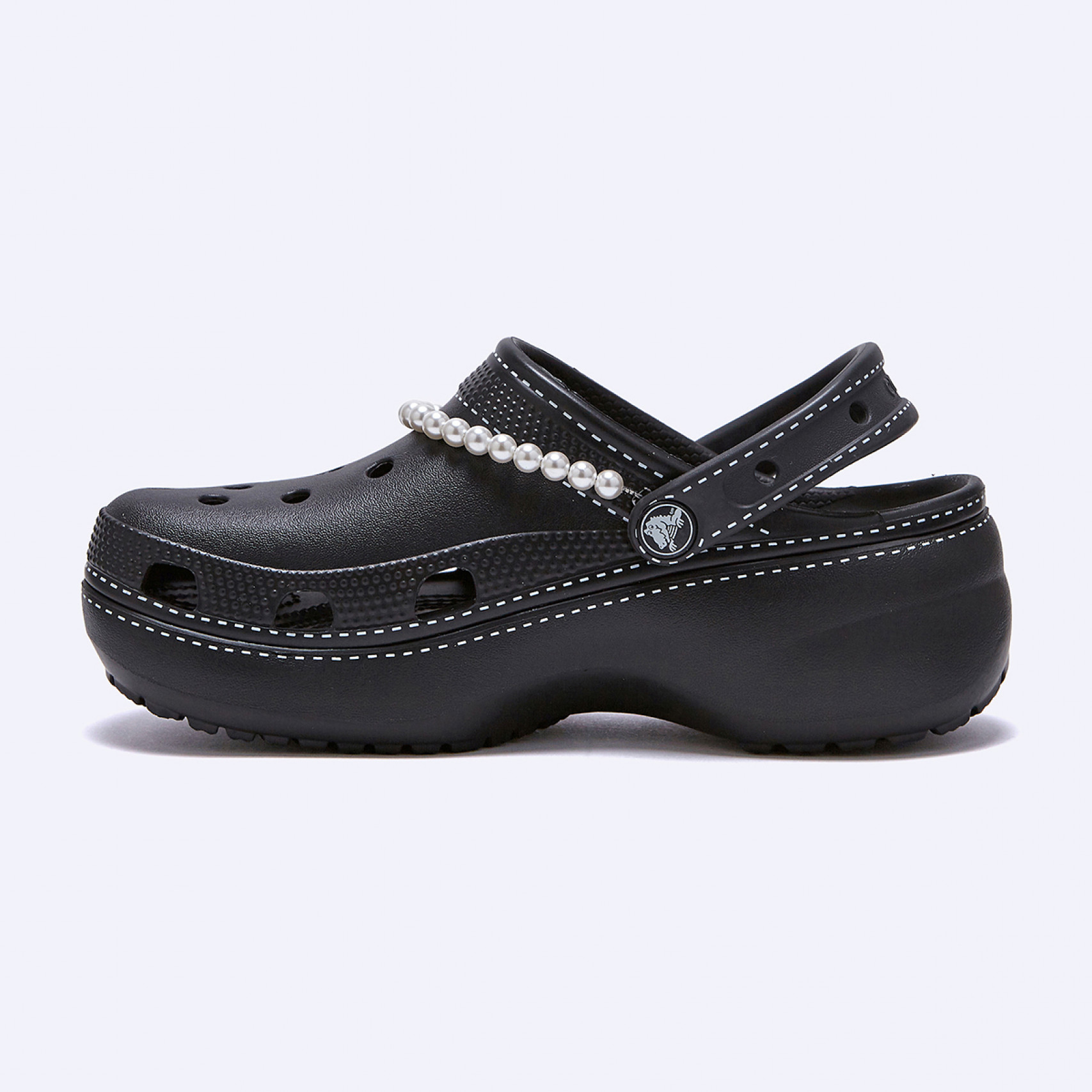 클래식 콘트레스트 스티치 플랫폼 클로그 블랙 / 211536-001