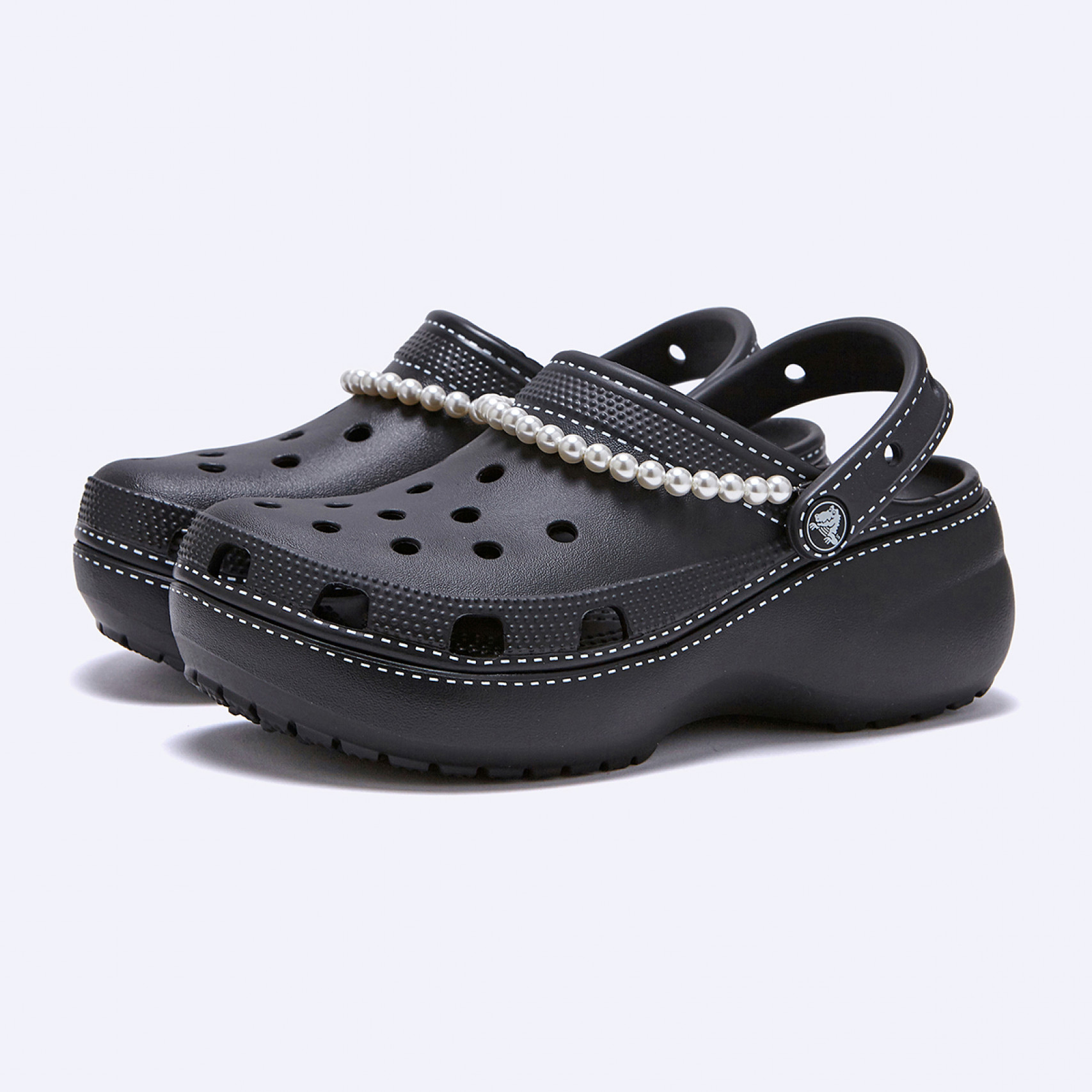 클래식 콘트레스트 스티치 플랫폼 클로그 블랙 / 211536-001