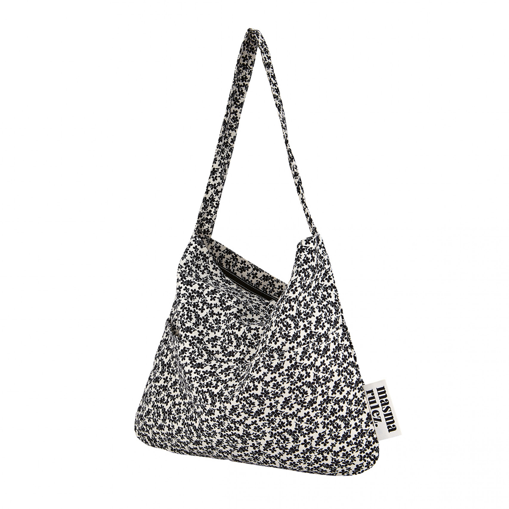 래빗 숄더백 블랙 플라워