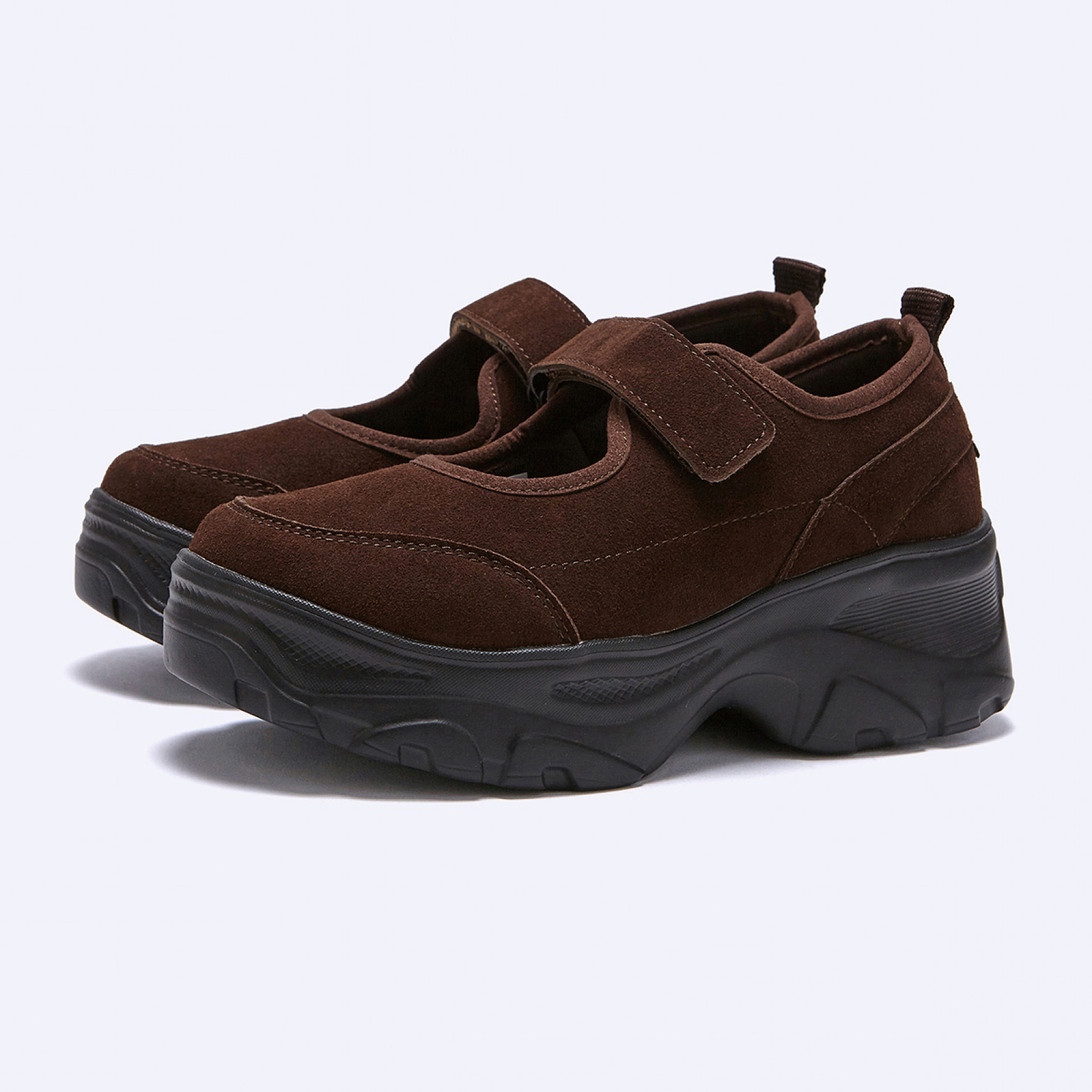 로미타 스웨이드 플랫폼 벨크로 메리제인 슈즈 브라운 / FLOTGA1W53