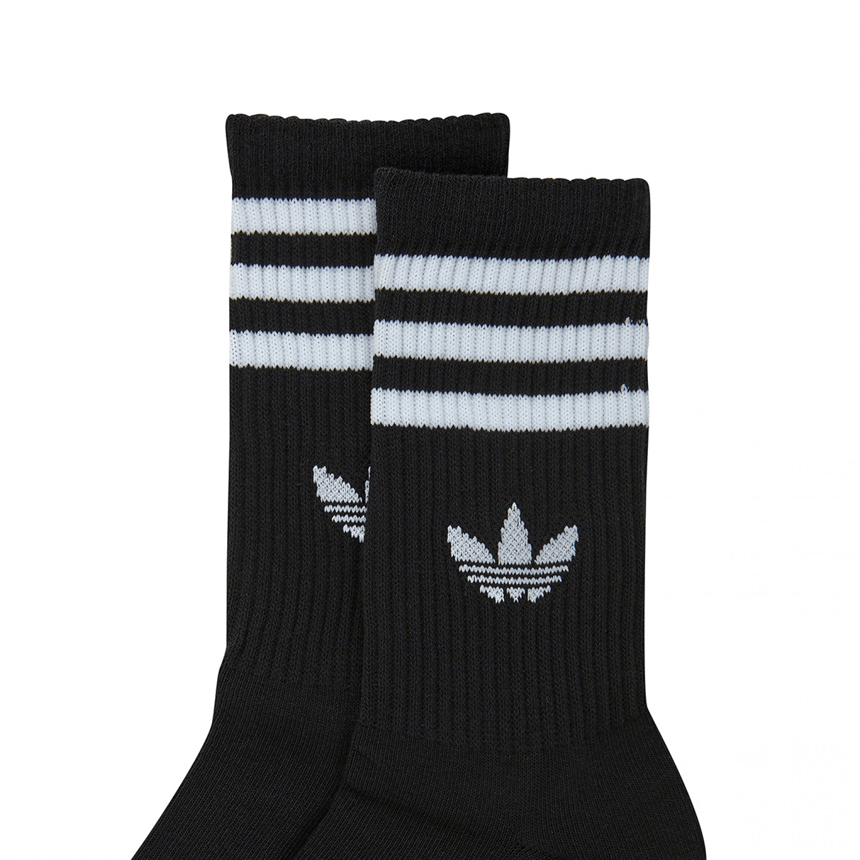 3 스트라이프 크루 삭스 3팩 블랙 / JV7402