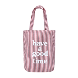 STRIPED SEERSUCKER LOGO TOTE