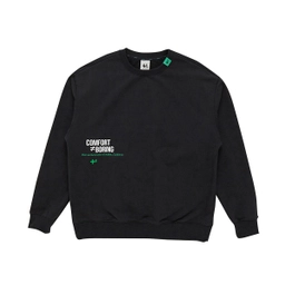 헤리티지 스몰로고 세미 오버핏 라운드 스웻셔츠_Black