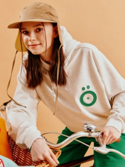 시그니쳐 심볼 오버핏 후디 스웻셔츠_Oatmeal Melange