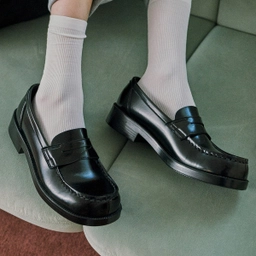 여성용 PU 스퀘어토 페니로퍼 HS-4900 BLACK