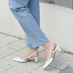 세미스퀘어 슬링백 아이보리 5.5cm / FLPREA3W05