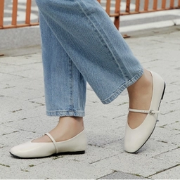 V컷 메리제인슈즈 아이보리 1cm / FLPREA3W02