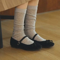 벨벳 메리제인슈즈 블랙 1cm / FLPREF3W01