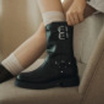 바이커 부츠 블랙 4cm / FLPREF3W08