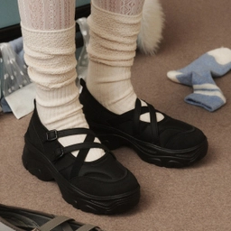 로미타 플랫폼 밴딩 메리제인슈즈 블랙 / FLOTEA3W32