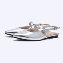 포인티드 토 플랫 슬링백 실버 1cm / FLPRFA1W07