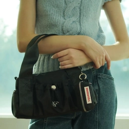 [파우치세트] 미니 글로시 토트 크로스백 블랙