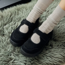 로미타 스웨이드 플랫폼 벨크로 메리제인슈즈 블랙 / FLOTFA3W52