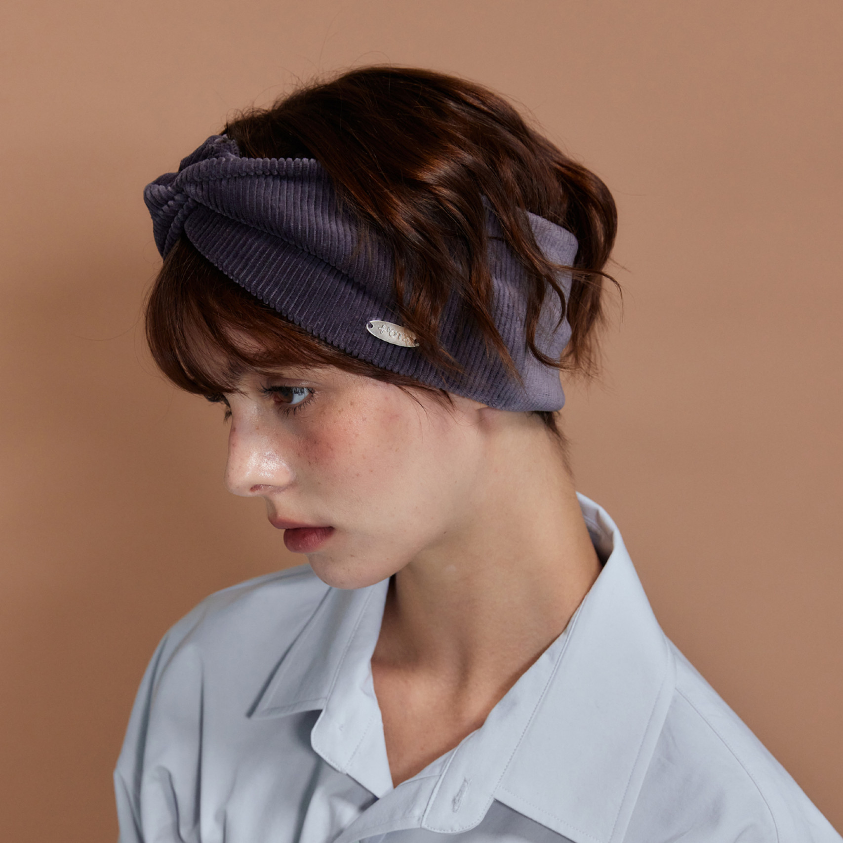 트위스트 코듀로이 헤어 밴드 그레이 / FLOTFA3A03